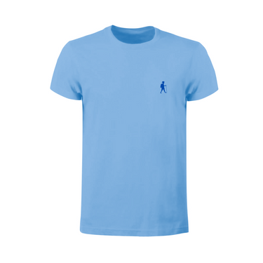 T-SHIRT PILGRIM'S BACKPACK CELESTE CON LOGO BLU