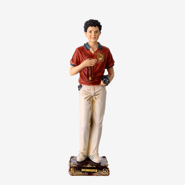 STATUA CARLO ACUTIS 13 CM ROSARIO E TELECAMERA RESINA DIPINTA