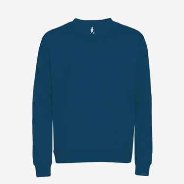 PILGRIM'S BACKPACK PETROL BLUE SWEATSHIRT WITH SILVER LOGO THICK PRINT