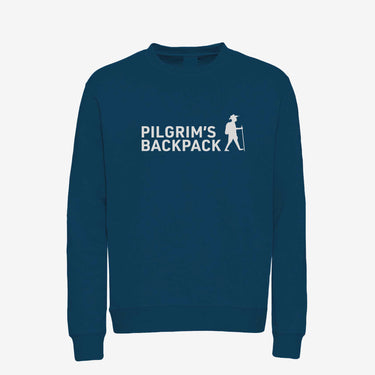 Pilgrim's Backpack Sweatshirt Petrol Blue with Silver Logo Thick Print